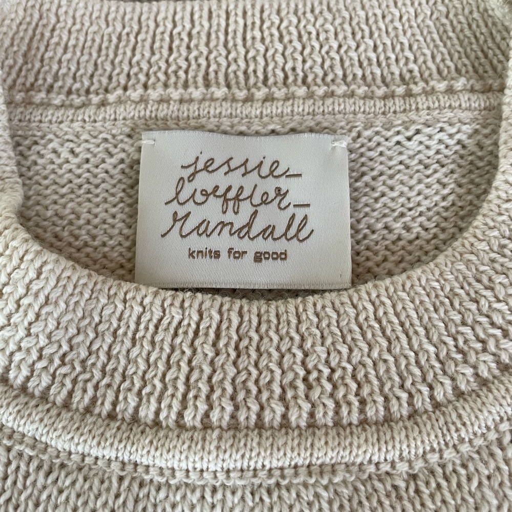 Loeffler Randall Knit For Good Puff Sleeve Highland Wool Beige Sweater size M - Picture 4 of 10